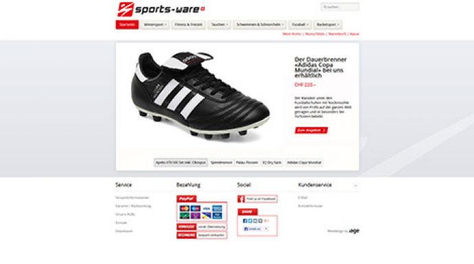 Neuer Online-Shop sports-ware.ch