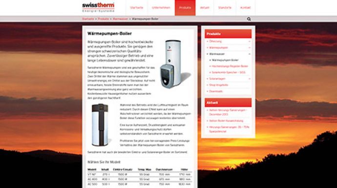 Neue Webpräsenz für Swisstherm AG