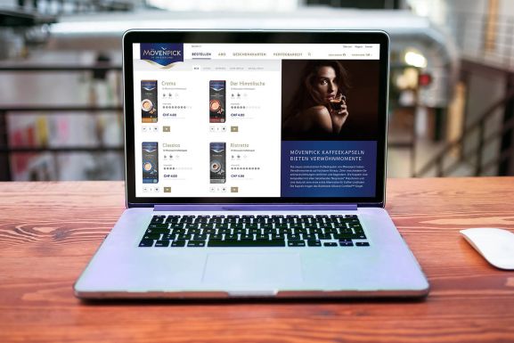 Visualisierung für zukünftigen Mövenpick Café Online-Shop